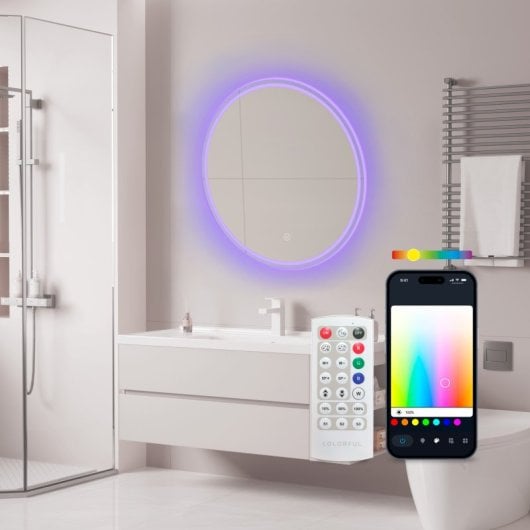 Ksix Oasis Espejo Inteligente Antivaho Diámetro 70cm Altavoz Integrado RGB