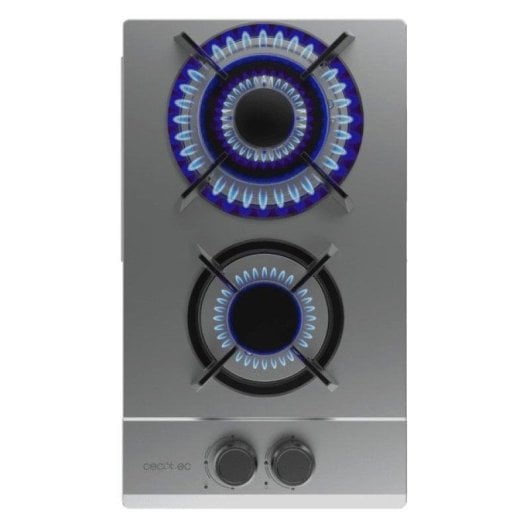Placa de gas Cecotec Bolero Squad G 2200S 2 fuegos WOK 5,25 kW Inoxidable