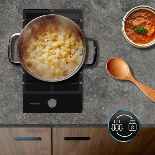 Plaque de cuisson à gaz Cecotec Bolero Squad G 1200F 1 brûleur 3,5 kW Noir