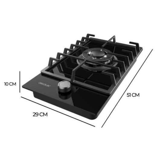 Plaque de cuisson gaz Cecotec Bolero Squad G 1200F brûleur WOK 3,5 kW cristal noir