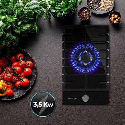 Plaque de cuisson gaz Cecotec Bolero Squad G 1200F brûleur WOK 3,5 kW cristal noir