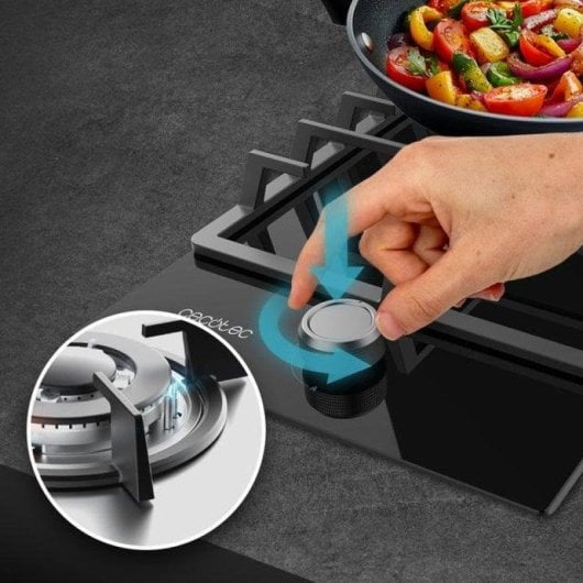 Plaque de cuisson gaz Cecotec Bolero Squad G 1200F brûleur WOK 3,5 kW cristal noir