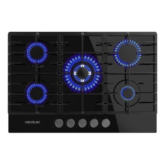 Placa de gás Cecotec Bolero Squad G 5200F 5 queimadores 11kW cristal preto