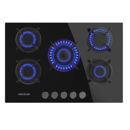 Placa de gás Cecotec Bolero Squad G 5200S 5 queimadores 11 kW preta WOK