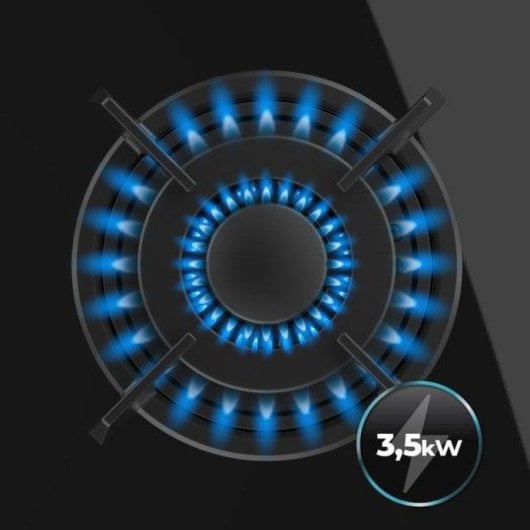 Placa de gás Cecotec Bolero Squad G 5200S 5 queimadores 11 kW preta WOK