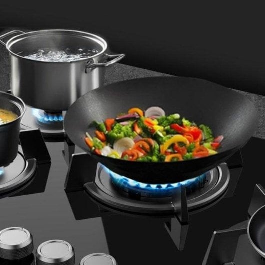 Placa de gás Cecotec Bolero Squad G 5200S 5 queimadores 11 kW preta WOK