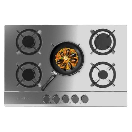 Placa de gas Cecotec Bolero Squad G 5200S 5 fuegos 11kW inox WOK eléctrico