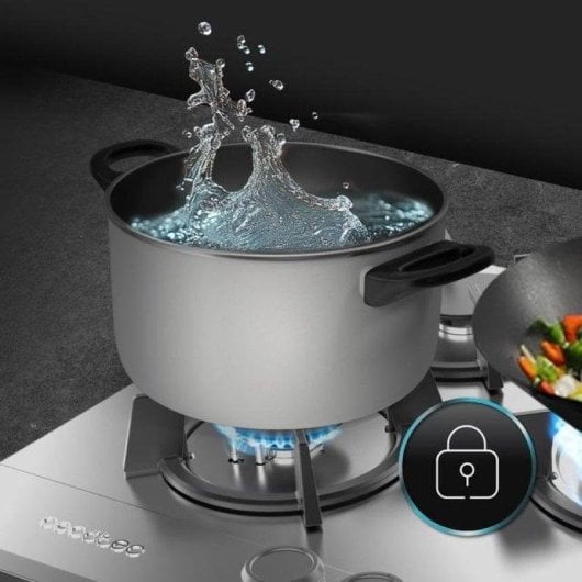 Placa de gas Cecotec Bolero Squad G 5200S 5 fuegos 11kW inox WOK eléctrico