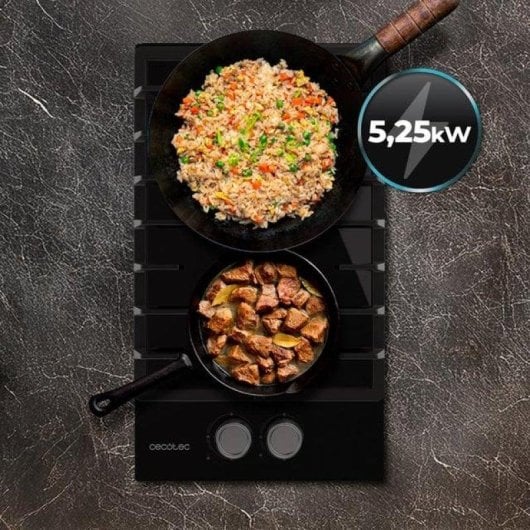 Piastra Gas Cecotec Bolero Squad G 2200F Cristallo Nero 2 Fuochi Wok 5,25kW