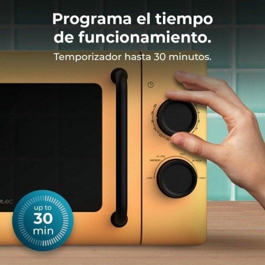 Microondas Cecotec ProClean 3010 Yellow 20 Litros 700W diseño compacto funciones avanzadas