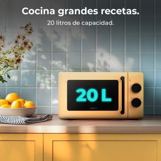 Microondas Cecotec ProClean 3010 Yellow 20 Litros 700W diseño compacto funciones avanzadas