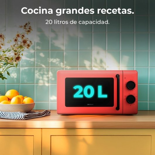 Cecotec Proclean 3110 Microondas Mecánico con Grill de 20 L y 700 W Rojo