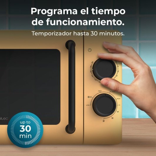 Cecotec Proclean 3110 Microondas Mecánico con Grill de 20 L y 700 W Amarillo