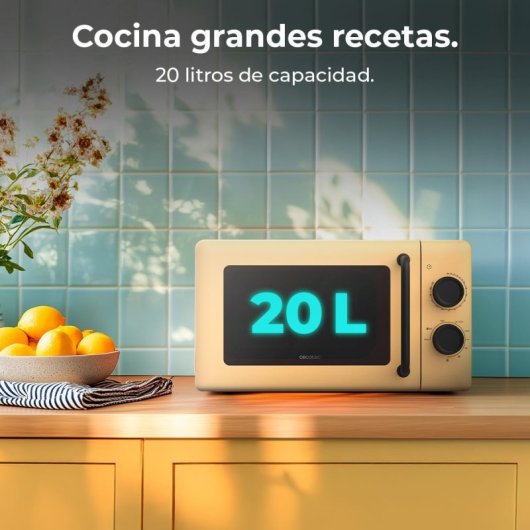 Cecotec Proclean 3110 Microondas Mecánico con Grill de 20 L y 700 W Amarillo