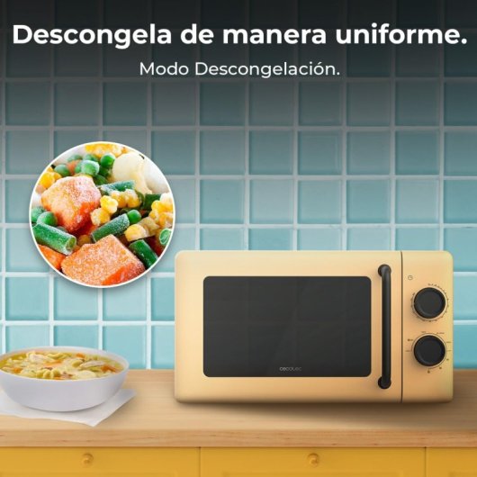 Cecotec Proclean 3110 Microondas Mecánico con Grill de 20 L y 700 W Amarillo