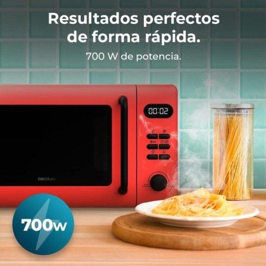 Microondas Cecotec Proclean 5110 Red 20L 700W con Grill y 8 Programas