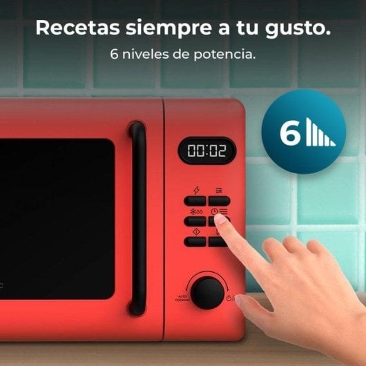 Microondas Cecotec Proclean 5110 Red 20L 700W con Grill y 8 Programas