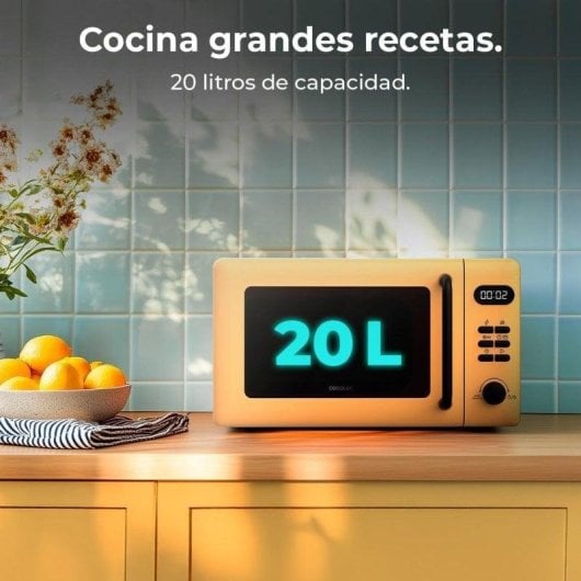 Microondas Cecotec Proclean 5110 Yellow 20L 700W Grill 800W 8 Programas Pantalla LED