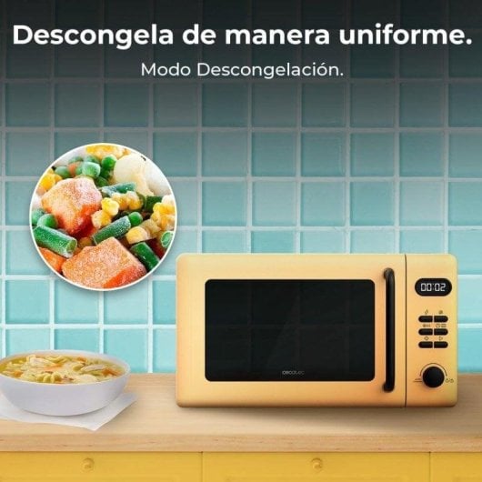 Microondas Cecotec Proclean 5110 Yellow 20L 700W Grill 800W 8 Programas Pantalla LED