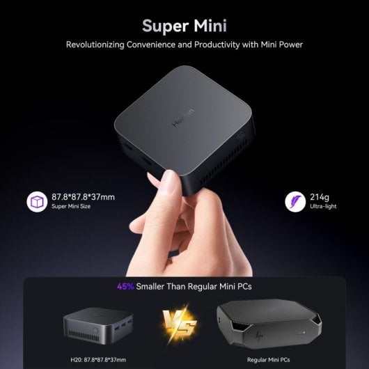 Mini PC Huidun H20 Noir Intel N97/16 Go/SSD 512 Go