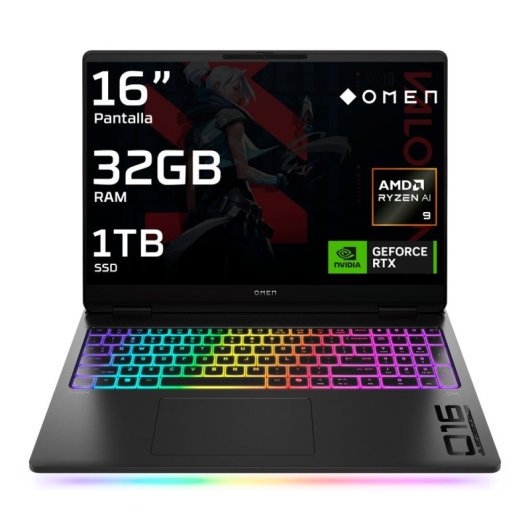 Portátil HP OMEN MAX Gaming 16-ak0000ns 16" AMD Ryzen AI 9 HX 375 32GB 1TB SSD RTX 5080 Windows 11