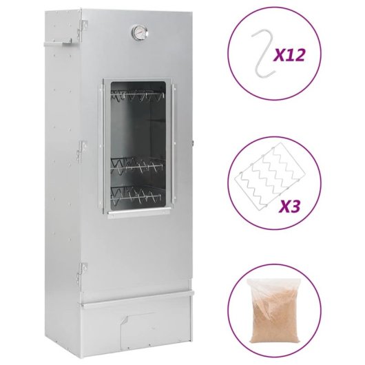 Vidaxl Forno Defumador Aparas de Madeira Aço Inoxidável Galvanizado 