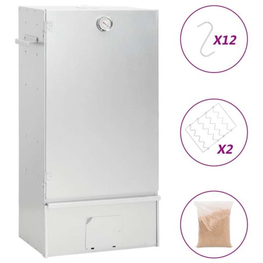 Vidaxl Forno Defumador Aparas de Madeira Aço Galvanizado Inox