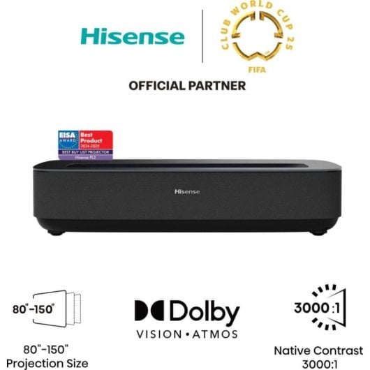 Proyector Hisense PL2 4K UHD 2700 Lúmenes 150" Láser DLP Smart TV Ultra-Kurzdistanz