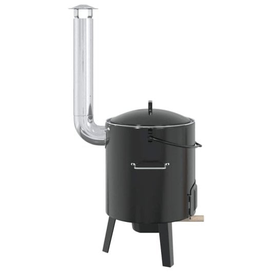 Vidaxl Forno Para Gulasch Com Chaminé e Tampa Aço Esmaltado Preto