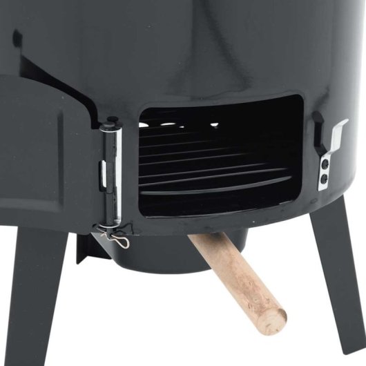 Vidaxl Forno Para Gulasch Com Chaminé e Tampa Aço Esmaltado Preto