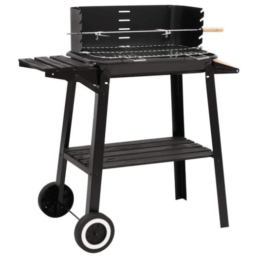 Barbecue à charbon Vidaxl avec roulettes en acier noir