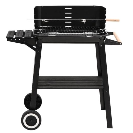 Barbecue à charbon Vidaxl avec roulettes en acier noir