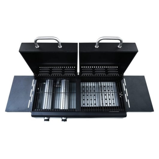 Vidaxl Barbacoa Combinada De Gas Y Carbón Con 3 Fogones Negro