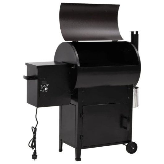 Vidaxl Grelhador a Pellets Com Chaminé Ferro 104 Cm Preto