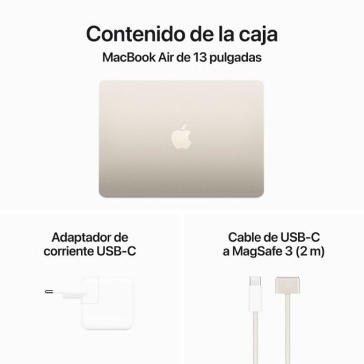 Apple MacBook Air Apple M3/16GB/512GB SSD/GPU 10 Núcleos/13.6" Blanco + Kit Digital