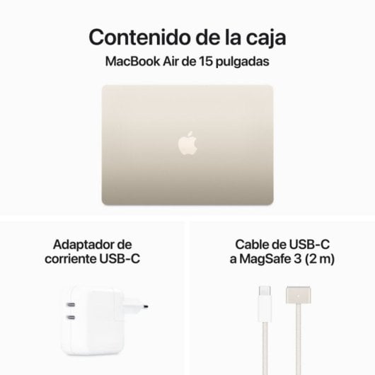 Apple MacBook Air Apple M3/16GB/512GB SSD/GPU 10 Núcleos/15.3" Blanco + Kit Digital