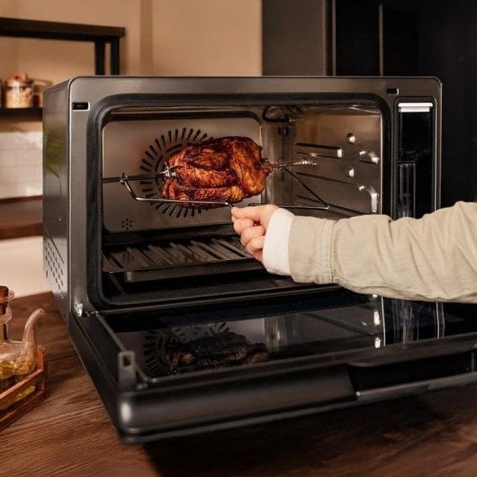 Horno elektrisch Cecotec Bake&Steam 4000 Combi Gyro Advance 40 L Schwarz mit Dampf- und Heißluftfritteuse