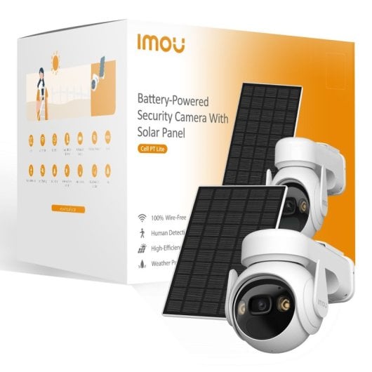 IMOU Cell PT Lite Kit Câmara de vigilância Exterior Rotativa 2K QHD Com Bateria e Painel Solar