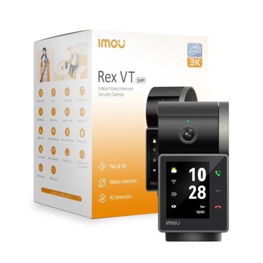 Imou Rex VT PRO Cámara de Vigilancia Interior Giratoria 3K UHD con Pantalla Táctil Inteligente