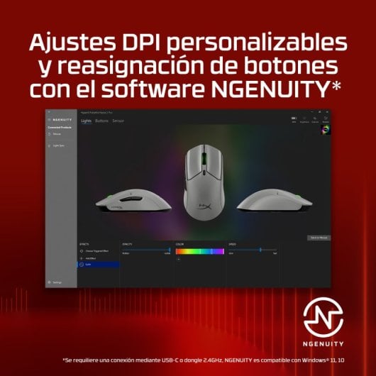 Mouse da gioco wireless HyperX Bundle Pulsefire Haste 2 Pro + tappetino per mouse HyperX Pulsefire Mat