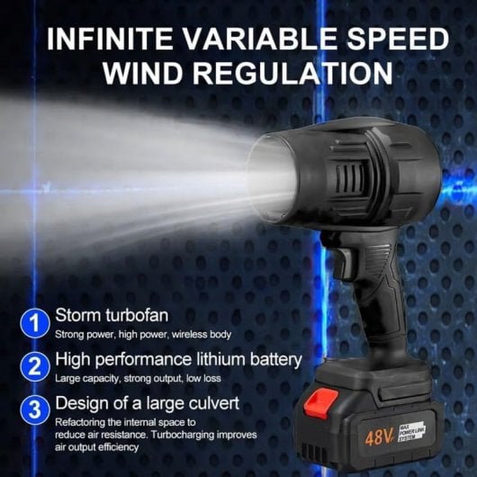 Klack Power Violent Fan Soplador de Mano Inalámbrico 120.000RPM 1050W