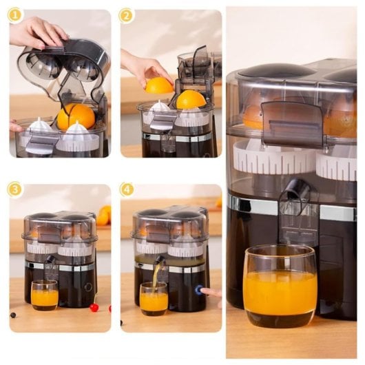 Klack Dual Extremme Juicer Exprimidor Eléctrico de Doble Cabezal 100W 15000RPM Negro