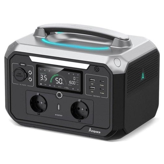 Energie-Station Ampace ANDES 600 Pro 584Wh 9 Anschluesse LiFePO4 Ultraschnelles Laden App-Steuerung LED-Licht Solar-kompatibel