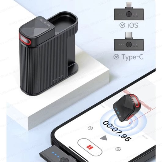 Klack H01 Micrófono Inalámbrico de Botón con Tecnología ENC USB-C/Lightning Negro