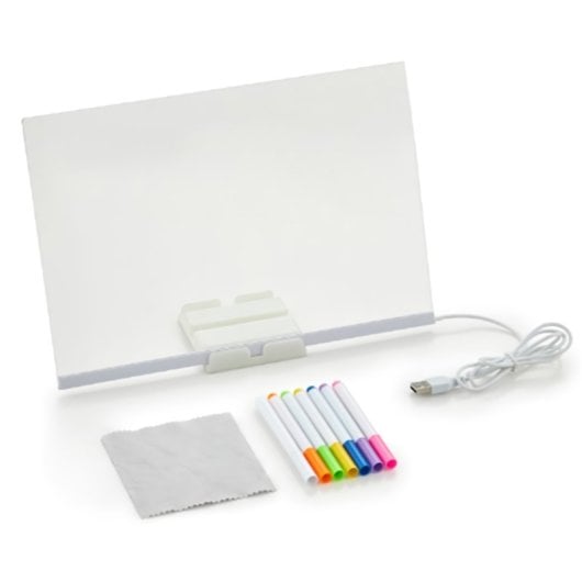 Klack Pizarra de Escritura LED 20x20cm con 7 Rotuladores de Colores
