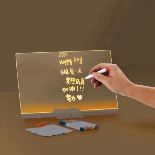 Klack Pizarra de Escritura LED 20x20cm con 7 Rotuladores de Colores