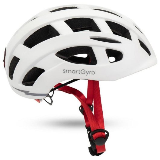 Casque urbain Smartgyro Smart Helmet avec éclairage pour scooters électriques Multi-tailles réglables M/L Blanc