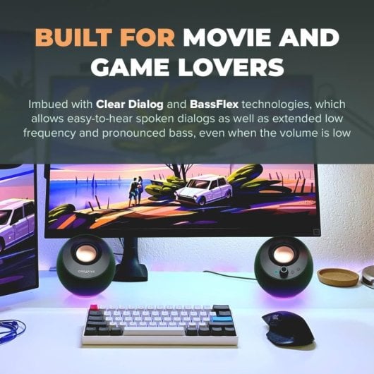 Creative Pebble Pro 2.0 Altifalantes USB-C com Hi-Fi Audio e RGB