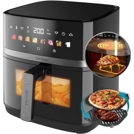 Cecotec Cecofry&Grill Duoheat 8000 Freidora de Aire Doble Resistencia 8L + Pack Papel 150 Unidades