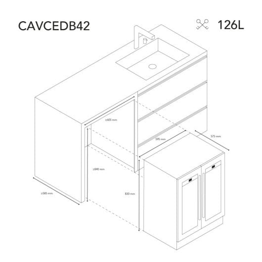Les Petits Champs CAVCEDB42 Vinoteca Empotrada 42 BotellasDoble Zona 5-20°C Negra